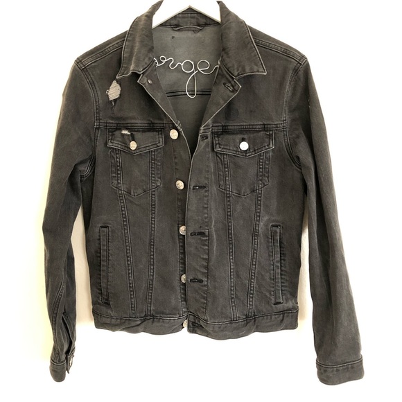 PacSun Distressed Black Denim Jean Jacket S - Picture 1 of 8